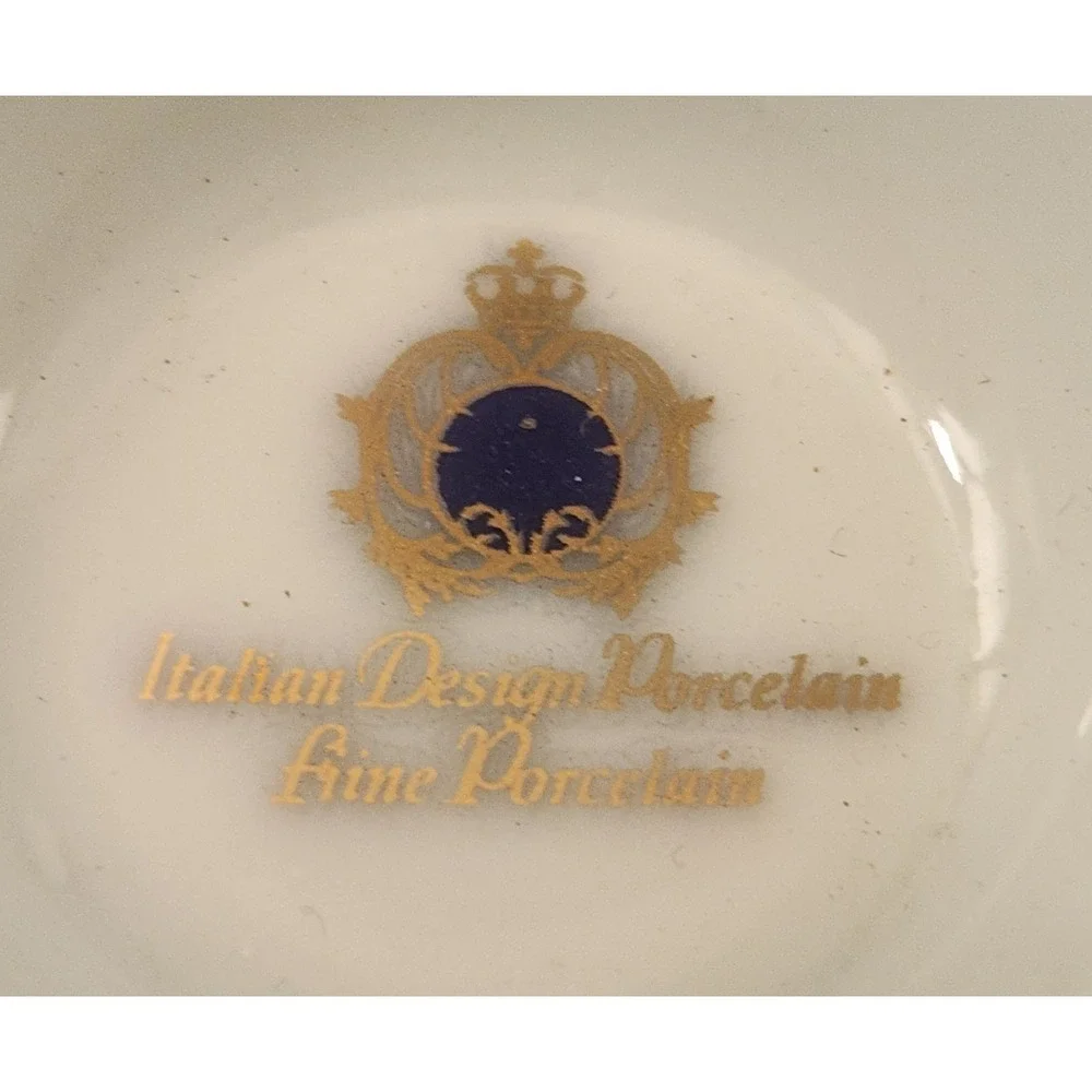 Italian Design Fine Porcelain Orange & Gold Demitasse Cup & Saucer